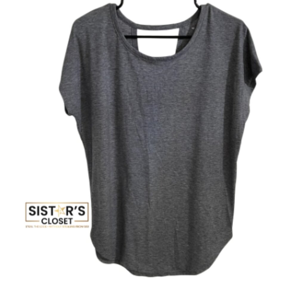 Tek Gear Heather Gray T-Shirt Women's Medium with Cutout in back